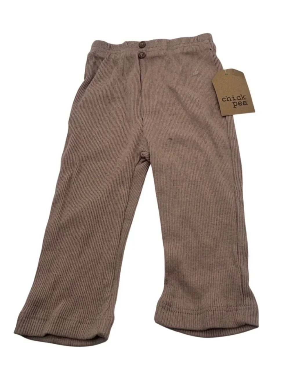 Chick Pea Baby Ribbed Cotton Pants, Brown, Sz. 3-6 montsh